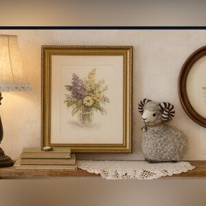 Vintage Handcrafted Gray Wool Sheep Decor